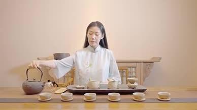 4K茶艺师热水沏茶泡茶展示视频的预览图